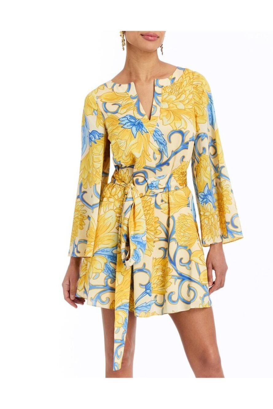 Mestiza New York Cabo Swing Mini Dress size Medium in Yellow and Blue